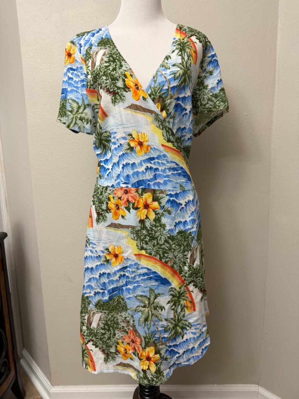 Marine Layer Cotton Beach Vacation Hawaii Wrap Dress XL